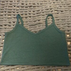 American Eagle Outfitters Ribbed V-Neck Cropped Tank — Teal Green